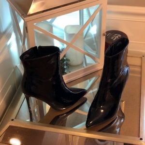 Black Patent Leather Ankle Boots
